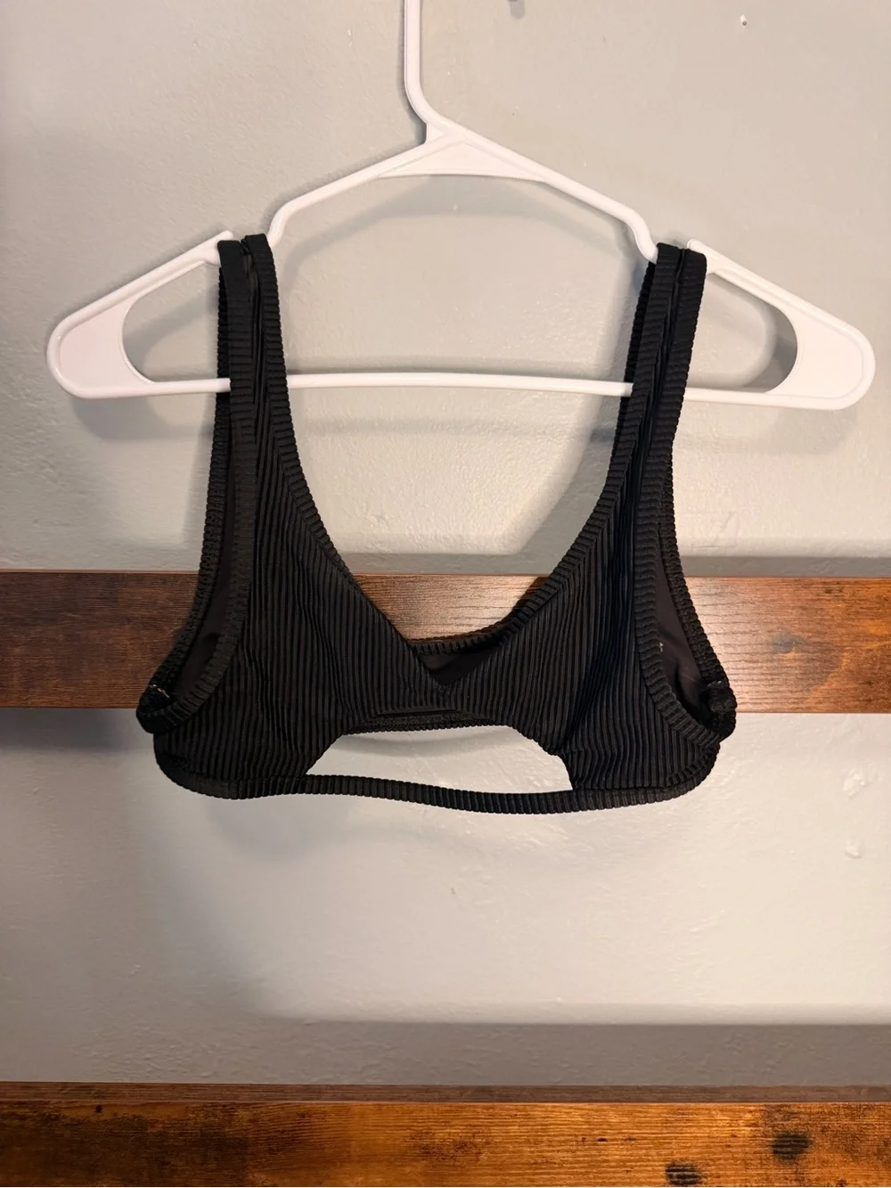 Frankie's Bikinis Black Ribbed Scoop Bralette